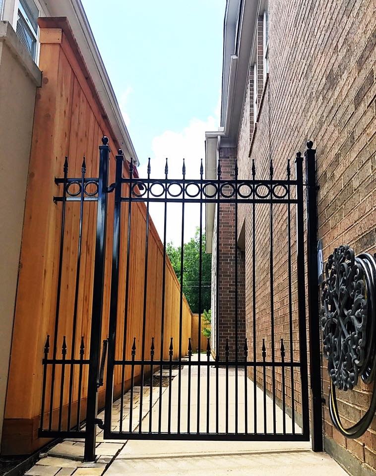 Ornamental iron side gate residential Fort Worth